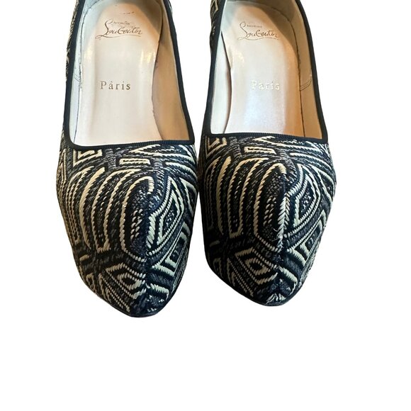 Christian Louboutin Daffodile Platform Pumps Heels Panama Geometrico Size 39 - Picture 12 of 16